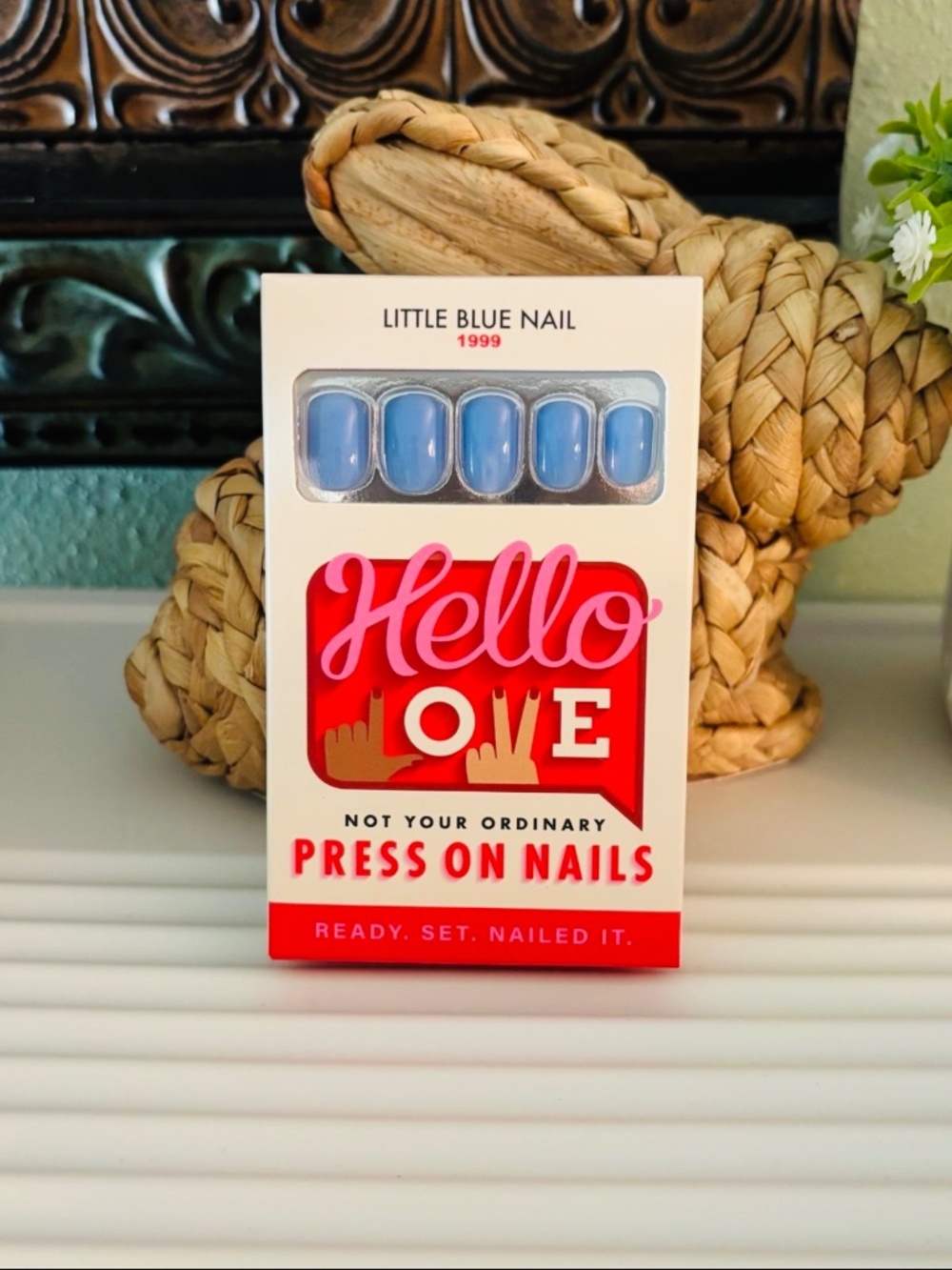 Hello Love Little Blue Nail Press On Nails